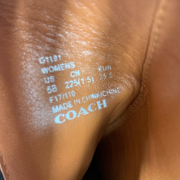 COACH 1941 Women Brown Leather Moto Booties Turnlock Buckles Stacked Heels NWOB - Picture 8 of 9